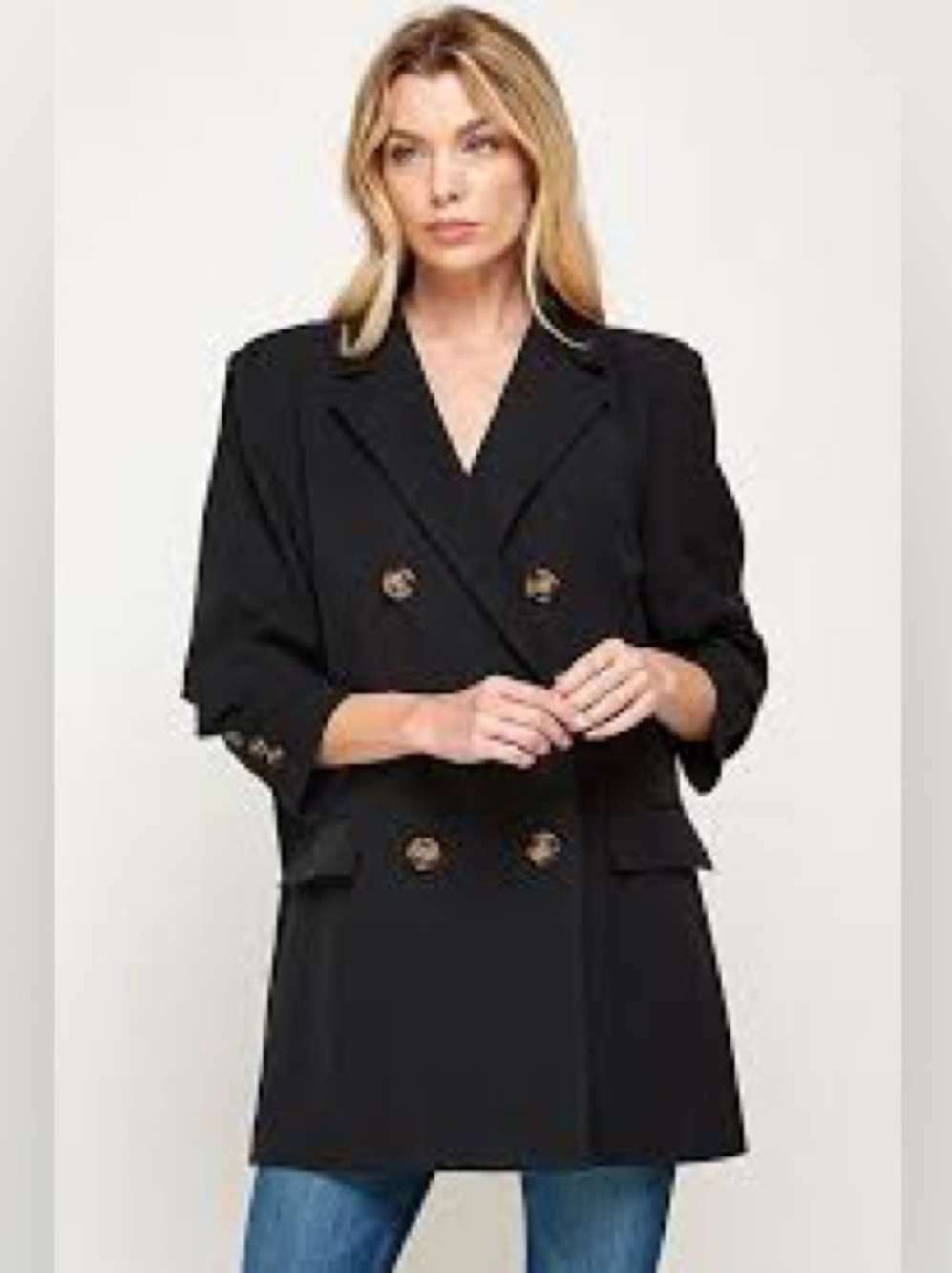 Caroline Rohmer Paris Women's Black Double-Breasted Blazer Coat